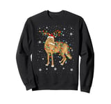 Coyote Animal Santa Hat Ugly Christmas Tree Lights Sweatshirt