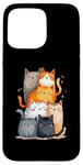 Coque pour iPhone 15 Pro Max Tour de chat mignonne à empiler pour un amoureux des chats