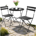 Ensemble table et chaises bistrot Frieda, pliable pour 2 personnes - noir