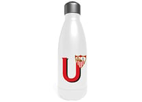 Sevilla Bouteille d'eau en acier inoxydable, bidon, bouteille d'eau, fermeture hermétique, lettre U, 550 ml, couleur blanche, produit officiel (CyP Brands)