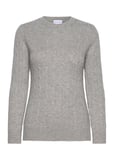 Davida Cashmere O-Neck Cable Sweater Grå