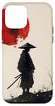 iPhone 12 mini Samurai Silhouette with Katana and Red Sun Ink Case