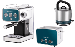 Russell Hobbs Distinctions Ocean Blue Kettle Toaster & Espresso Coffee Machine