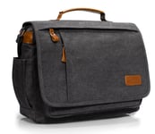 Estarer Sac Ordinateur Portable 13.3 14 Pouces Homme Toile Vintage Sacoche pc Bureau Mallette Messenger Bandoulière Laptop Gris