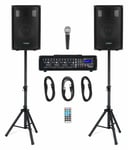 Pack DJ Sono Complet Systeme Audio PA Enceintes Table de Mixage Bluetooth 100W