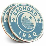 2 x Coasters - Iraq Baghdad Blue Travel Home Gift #7444