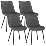 WOLTU Chaise de Salle à Manger Lot de 4, Moderne Chaise de Cuisine, Chaise scandinave, Chaise Coiffeuse, pour Salle de Séjour, Chambre à Coucher, Cuisine, en Velours et métal Gris Foncé BH208dgr-4