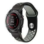 Garmin Fenix 5 / Forerunner 935 22mm tvåfärgat klockband av silikon - Svart / Grå