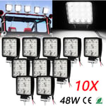 10PCS 48W Phare de Travail Carre a Leds dc 12V 24V Quad Camion Bateau Tracteur Offroad Imperméable - Swanew