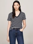 Tommy Hilfiger Cody Stripe Slim Fit T-Shirt, Desert Sky/Ecru