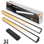 MEKKLEON Lot de 2 lampes de cuisine LED avec télécommande - Magnétique à intensité variable - Rechargeable - Éclairage de vitrine LED sans fil pour armoire (noir, 30 cm)