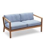 Fritz Hansen - Virkelyst Sofa, Teak, Fossflakes Padding, Outdoor Textile / Sea Blue Stripe - Soffor utomhus - SAYS WHO