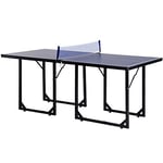 HOMCOM 6ft 182cm Mini Table Tennis Table Folding Ping Pong Table with Net Multi-Use Table for Indoor Outdoor Game, Blue