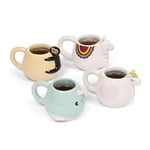 Ensemble de Tasses "Animal Espresso Mug" (Ensemble de 4 - Lama, licorne, narval et paresse)