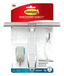 Command Stainless Steel Shower Squeegee and Satin Nickel Hook with 2 Water-Resistant Strips - Ideal for Mirror, Tile & Glass Door - Damage Free Hanging, Packaging may vary