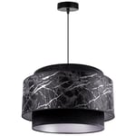 Light-Home Werona Duo Suspension Luminaire Lustre - Moderne Plafond pour Chambre Salon et Cuisine - Métal avec Abat-Jour en Velours - E27 - À 1 Lumières - Noir et Argent