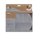 Interbaby Assiette avec couvercle et ventouse en silicone gris, SI008-76