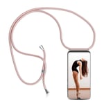 Case for Xiaomi Redmi 9A, Clear Case Necklace Adjustable Mobile Phone Chain Anti-fall Clear TPU Phone Cover Holder with Neck Strap Cord Lanyard- rose gold