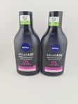 2 x NIVEA MicellAir Professional Micellar Water MakeUp Remover Vegan Tea 400ml