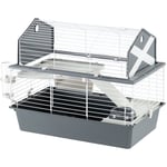 Ferplast - barn 80 Cage pour lapins avec accessoires et adhésifs. Agencement style grange américaine.. Variante - Mesures: 78 x 48 x h 65 cm - Gris