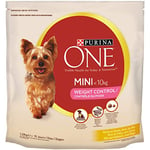 PURINA ONE Mini <10kg Contrôle du Poids | Riche en Dinde Avec du Riz Croquettes | Chiens Adultes de Petite Taille Peu Actifs ou en Surpoids Sac de 1,5kg | Lot de 6