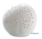 Gilde Lampe boule arbre de vie en porcelaine Blanc E 14 max 40 W D 16 cm