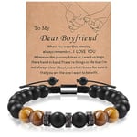 VU100 Gifts for Boyfriend from Girlfriend Boyfriend Bracelet Gift for Him Tiger Eye Bracelet Adjustable Beads Bracelet Anniversary Birthday Christmas Gifts for Men Valentines Day Gift Ideas