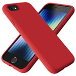 TAXXOE Liquid Silicone Case Compatible with iPhone SE 2020/2022, iPhone 8/7, 4.7 Inch, Soft-Touch, Shockproof, DustProof, Antiskid Full Body Phone Cover for iPhone SE - Red