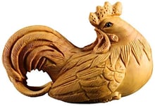 JYKFJ Bois Chinois Feng Shui buis Zodiaque Coq Statue décor Figurine Sculpture Maison et Bureau 1030