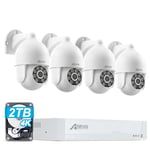 ANRAN 4K POE CCTV Camera System, 8CH NVR with 2TB HDD for 24/7 Recording, 4×8MP PTZ Home Security Cameras Outdoor Indoor, Auto Tracking, Person/Vehicle Detection, Color Night Vision, Siren, ONVIF