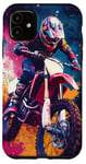 Coque pour iPhone 11 Violet Pop Art Imprimé Animal Drapeau US Dirt Bike Moto