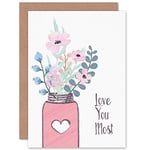 Wee Blue Coo Valentines Love You Most Flowers Sweet Greetings Card Cp3264