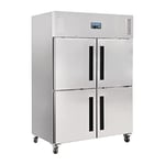 Polar Refrigeration G-Series 700W Upright Double Stable Door Gastro Freezer 1200 Litre, Stainless Steel, -20°C to -10°C, 2010(H)x1340(W)x800(D)mm, 6 Shelves, Energy Rating D, Lockable Castors | CW196