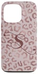 Coque pour iPhone 13 Pro Letter S Initial Leopard Rose Pink Cheetah Monogram