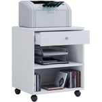 Ebuy24 - Salda Commode de bureau sur roulettes, 2 espaces de rangement et 1 tiroir, blanc.