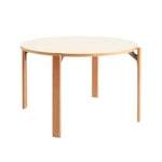 HAY - Rey Table Golden waterbased lacq. beech frame, 128xH74,5 Ivory white laminate tabletop - Matbord - Bruno Rey - Träfärgad - Trä