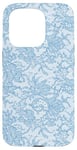 Coque pour iPhone 15 Pro Dentelle bleue bleuet vintage avec fleurs