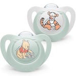 NUK Star Baby Dummy | 0-6 Months | Soothes 99% of Babies | BPA-Free Silicone Soothers | Winnie The Pooh | with Case | 2 Count