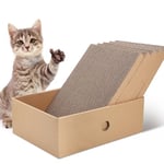 JIZZU Cat Scratching Board Box, 5Pcs Cardboard Cat Scratchers for Indoor Kitty to Rest Play Suitable, Double-Sided Cardboard Cat Scratchers and Interactive Hole Design-32.5x23.5x11CM