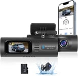 Dash Cam,Mini caméra Frontale 4K HD pour Voiture avec Enregistrement en Boucle,Vision Nocturne,capteur G,Mode Parking 24H,APP WiFi,Carte 64G+caméra arrière