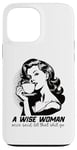 Coque pour iPhone 13 Pro Max Café humoristique rétro sage femme avec citation inspirante esthétique