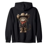 Black Cat in Cowboy Boots Zip Hoodie