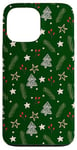 iPhone 13 Pro Max Kelly Green Christmas Tree Jolly Leaves Star Holiday Pattern Case