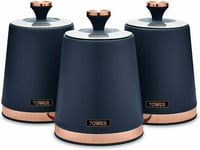 Tower Cavaletto 3 Piece Canister Set Night Midnight & Rose Gold Edition