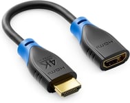 1 Pièce Extension HDMI pour Clé TV - Câble Adaptateur HDMI pour Streaming Roku Chromecast - 4K 60Hz HDR10+ pour Moniteur TV Projecteur Ordinateur Portable 10 cm Court - Noir Bleu