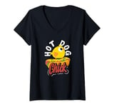 Womens Hot Dog Chick Fun Quirky Graphic Humor V-Neck T-Shirt