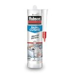 Rubson Mastic Bain & Cuisine Couleur Inox Gris Métallisé, Joint silicone multi-matériaux renforcé en antifongiques, mastic sanitaire coloré, souple & étanche, 280 ml