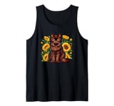 Sunflowers York Chocolate Cat Tank Top