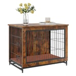 VEVOR Cage pour Chien 82,6x55,6x64 cm Meuble Cage Chien en Bois Moderne Table d'Appoint Intérieur Multi-usages avec Double Porte et Plateau Assemblage Facile pour Chiens Jusqu'à 20 kg, Marron Rustique