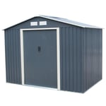 8ft x 6ft Grey Metal Garden Storage Shed Zinc Floor Frame